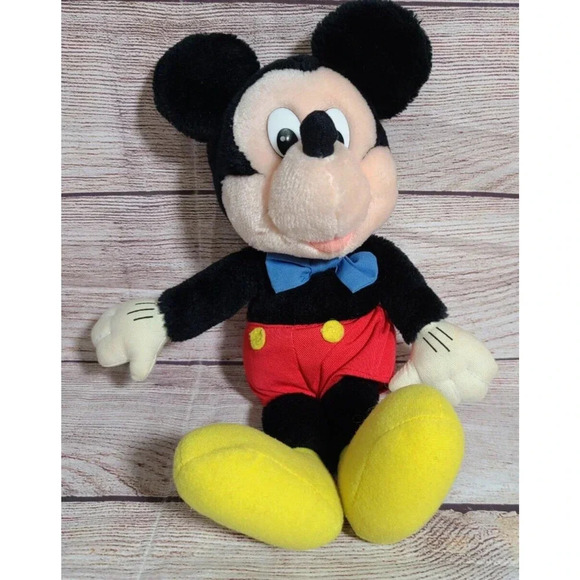 Vintage Applause Disney Plush Mickey Mouse Stuffed Animal 9" Blue Bow Tie - Picture 1 of 5